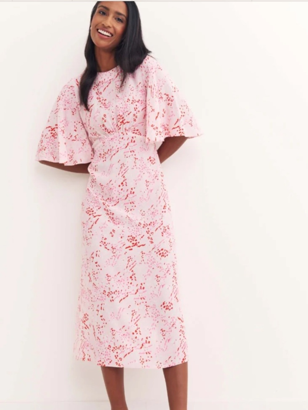 Nobody's Child Eva Pink Leopard Print Midi Dress Size 6 NWT